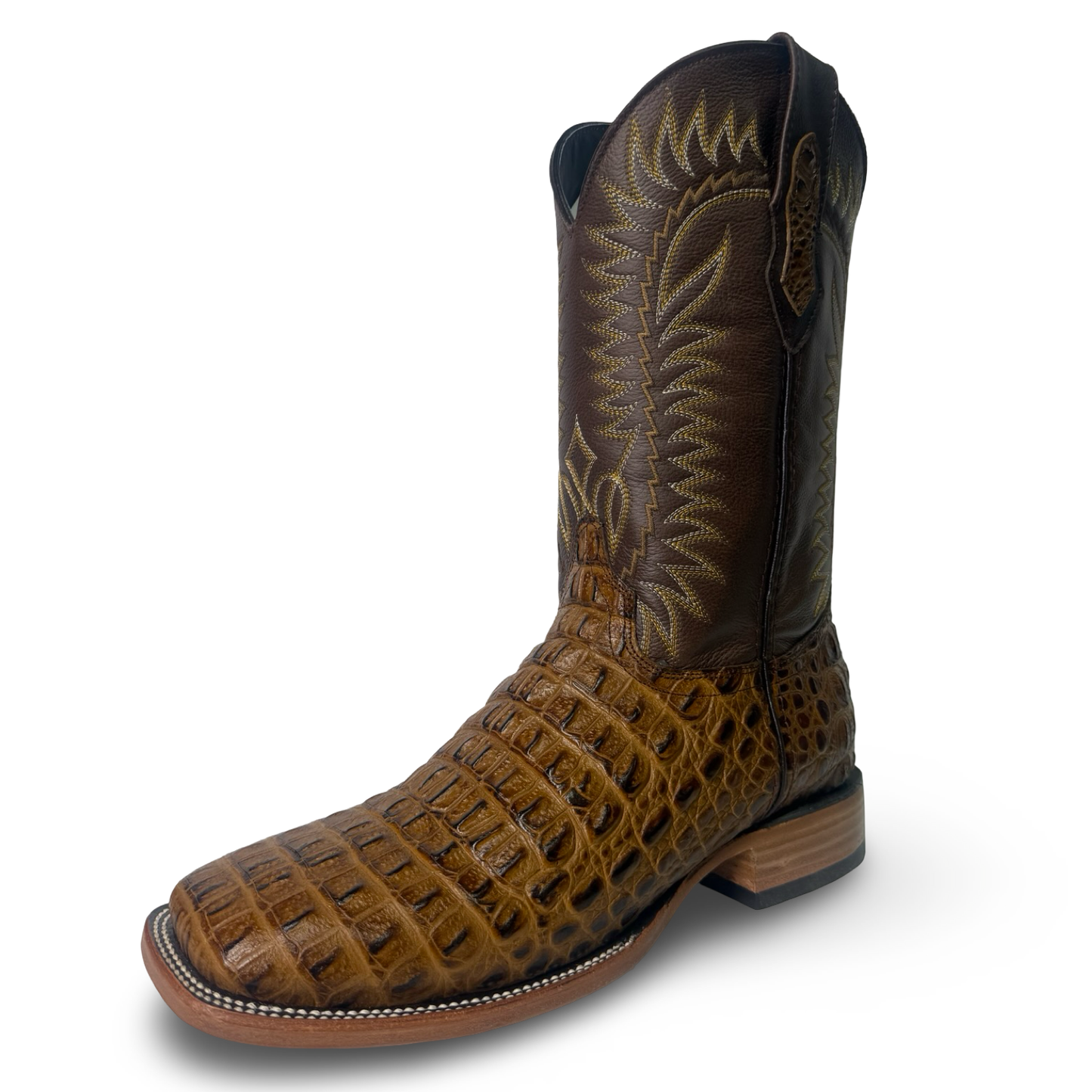 Master Rider-Honey Brown Crocodile-Print Cowboy Boots