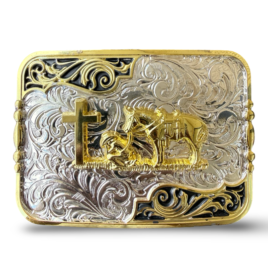 Gold & Silver Western Belt Buckle