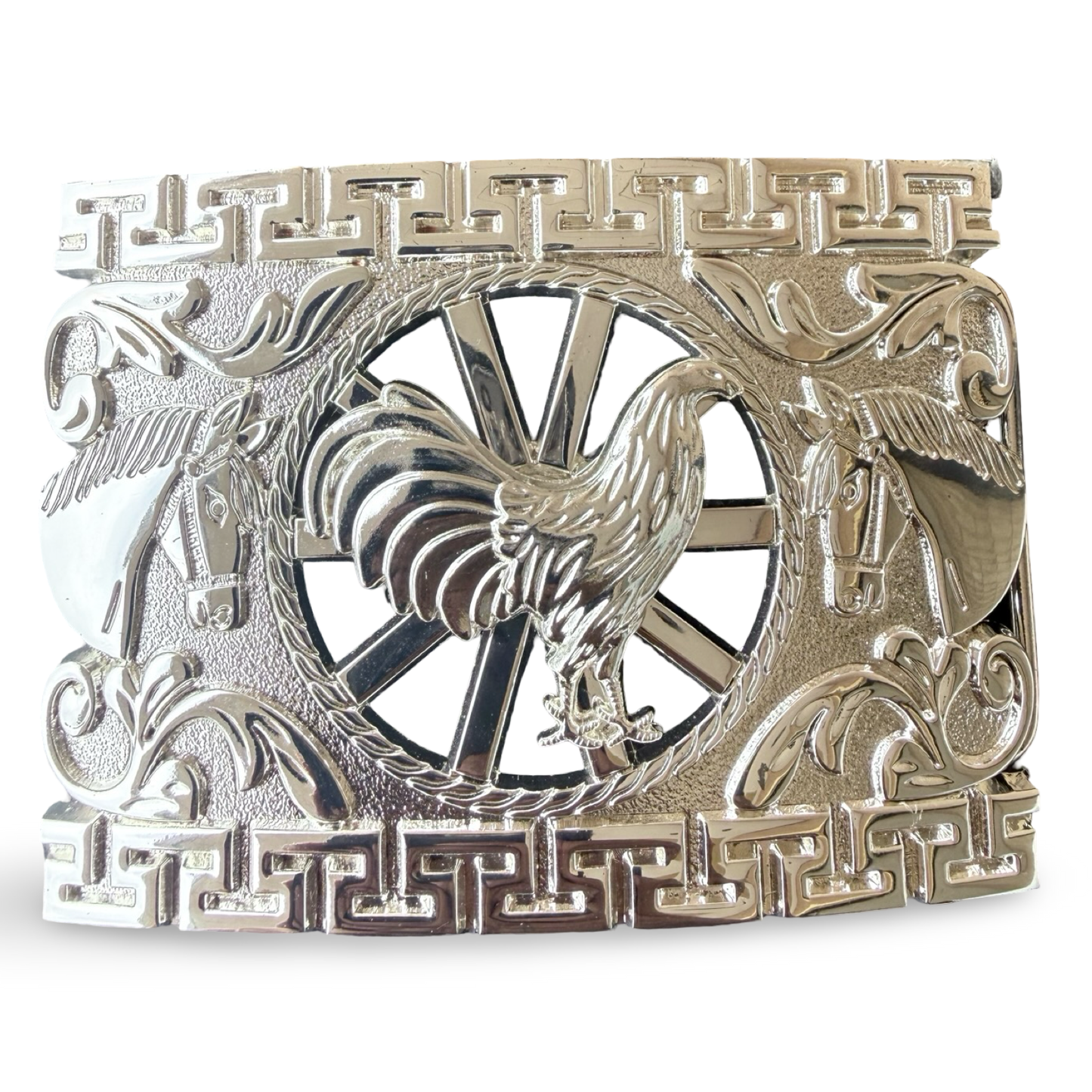 Silver Rooster Western Belt Buckle