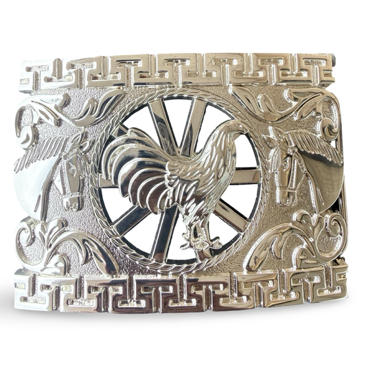 Silver Rooster Western Belt Buckle