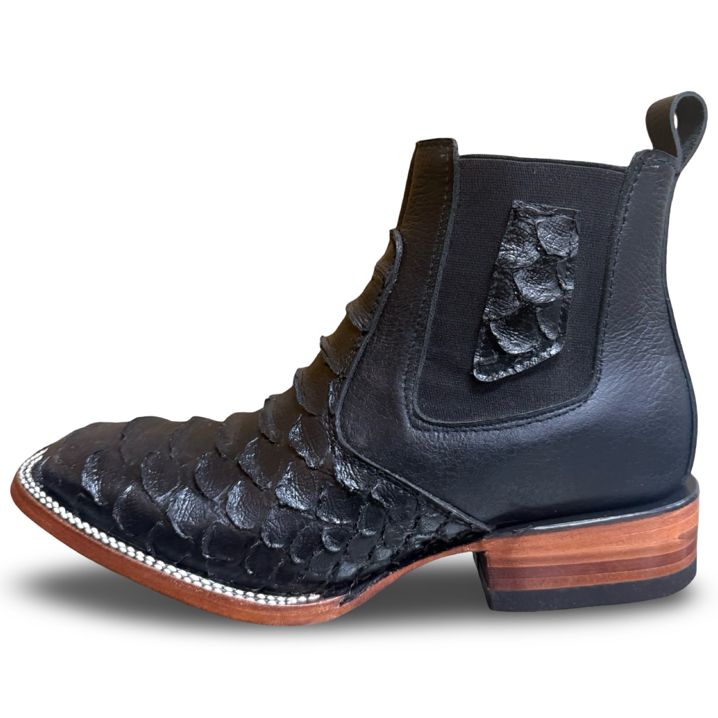 Men’s Black Faux Python Leather Cowboy Boots – Montesino