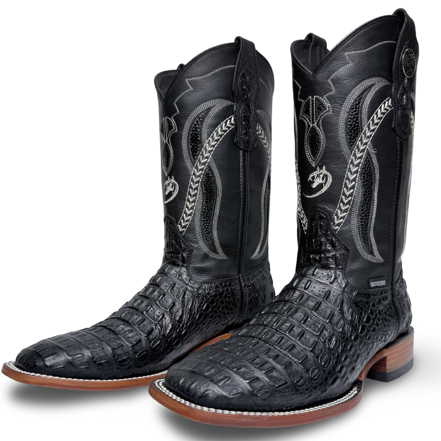 Botas vaqueras de estilo cocodrilo negras