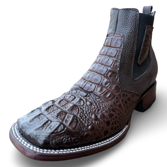 Men’s Brown Croc-Print Western Boots