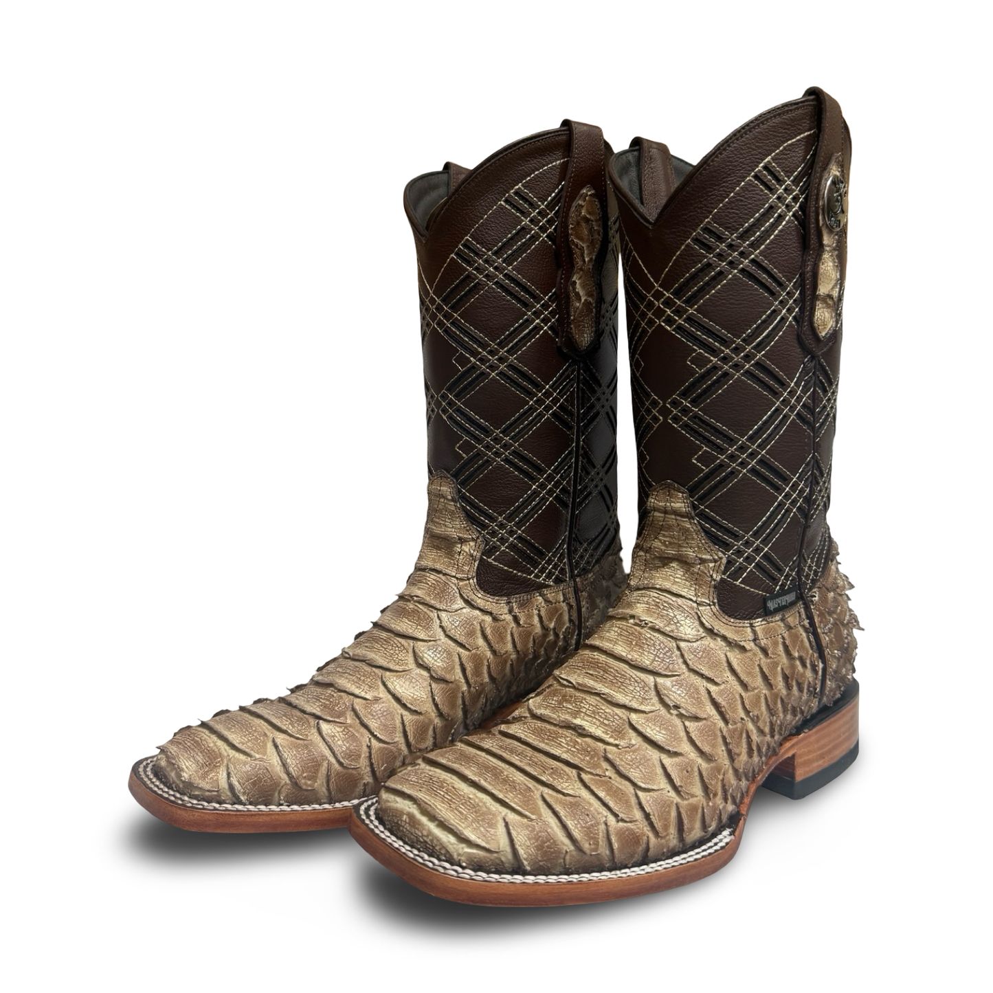 Master Rider Desert-Style Python Print Cowboy Boots