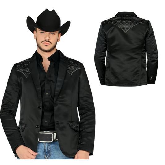 Blazer estilo rancho negro para hombre - Look de inspiración western
