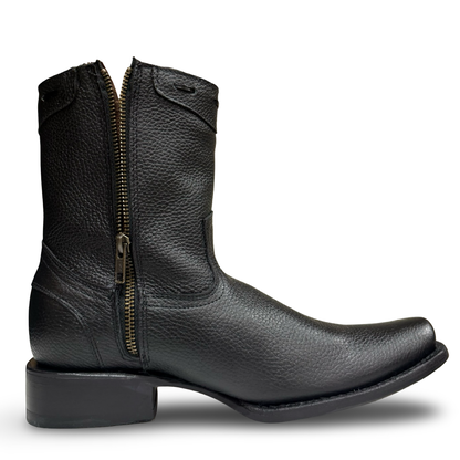 Black Dubai Style Western Boots with Zipper