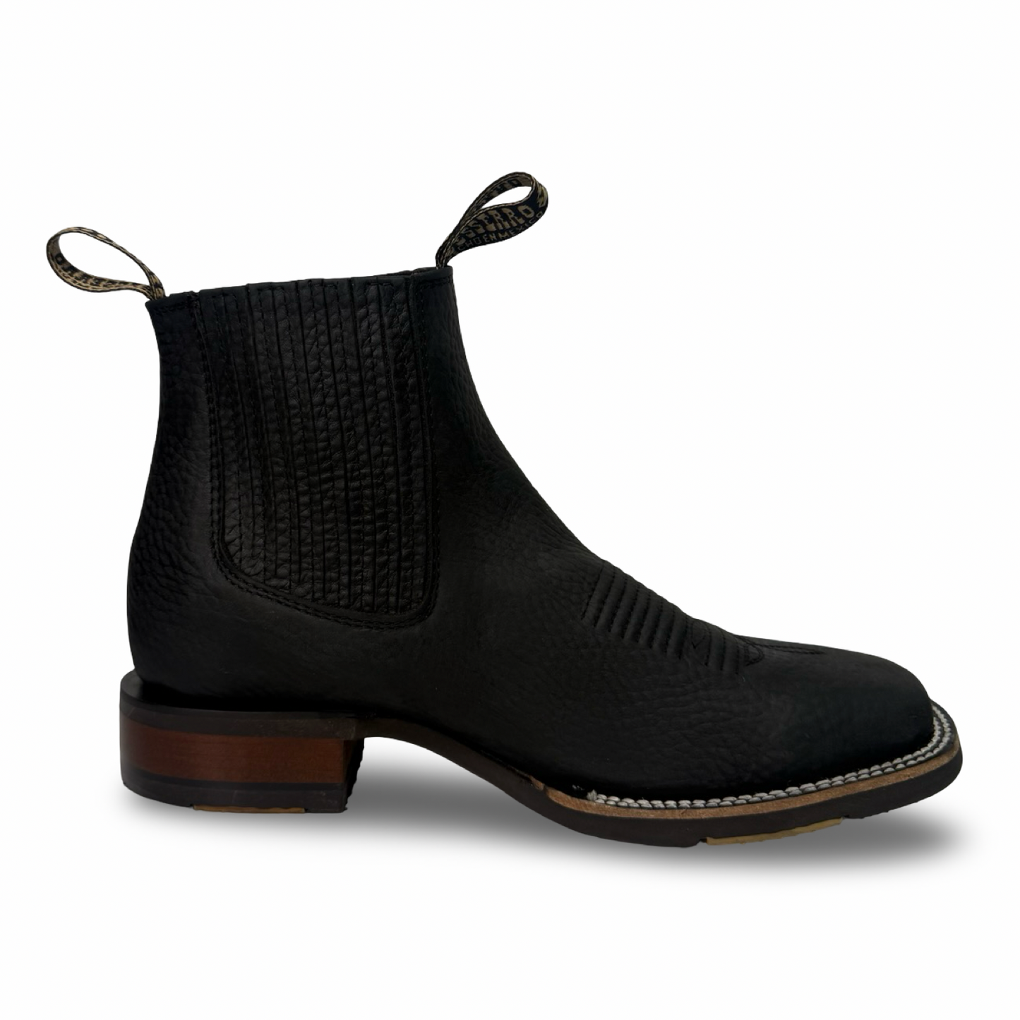 Becerro-Black Genuine Leather Booties – Non-Slip Rubber Sole