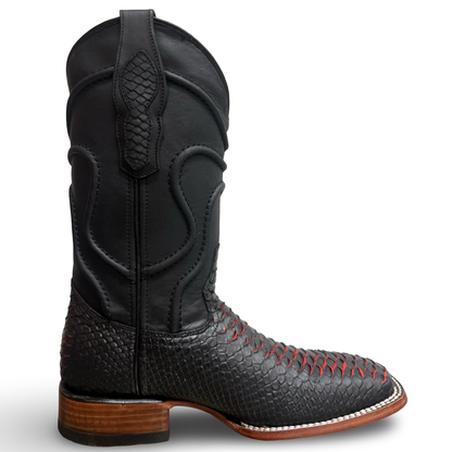 Black Cowboy Boots with Red Scale Detail – Master Rider