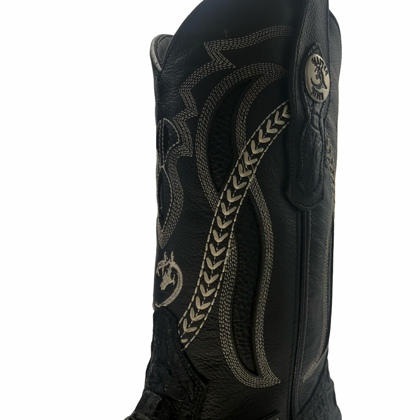 Black Croc-Style Western Cowboy Boots