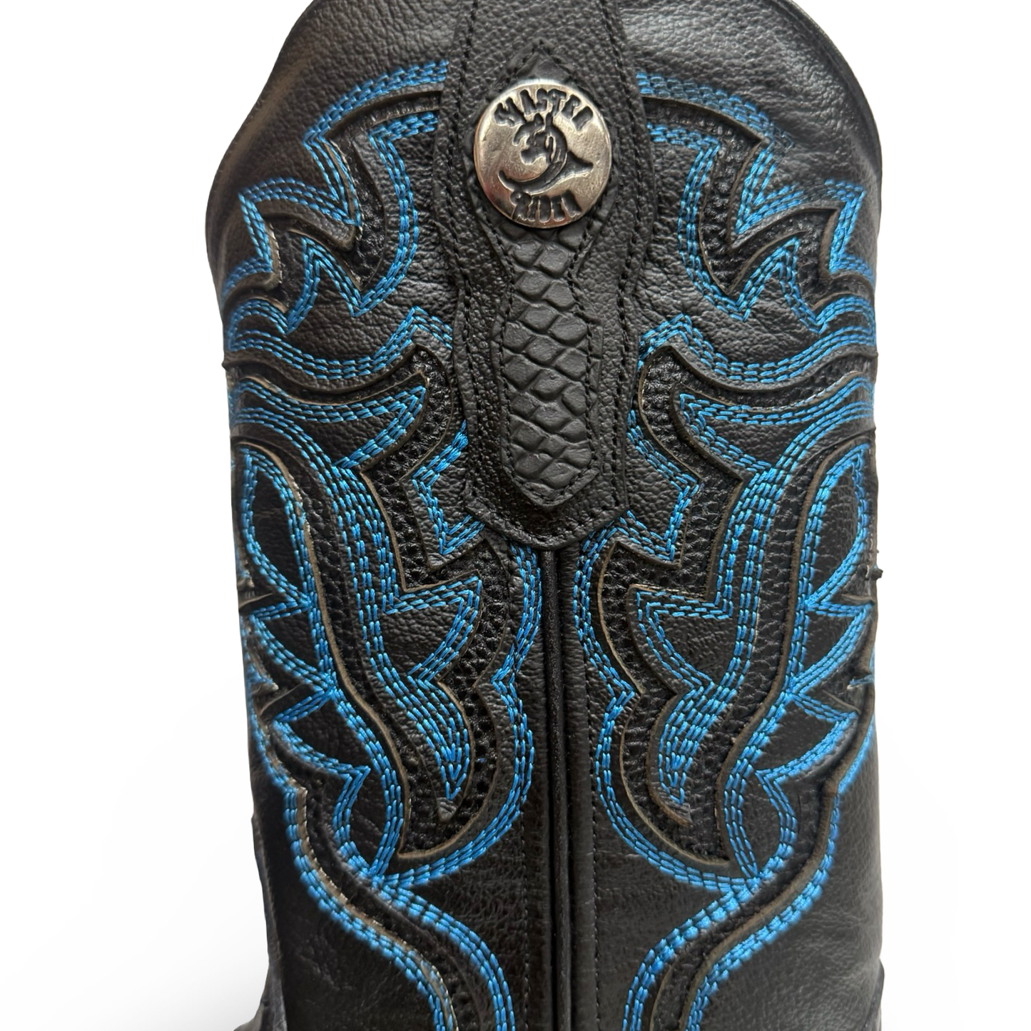 Black Cowboy Boots with Blue-Scale Pattern – Master Rider