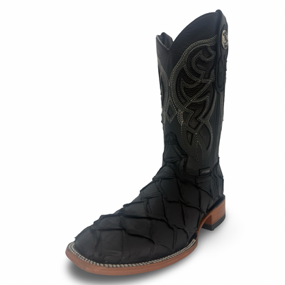 Botas Vaqueras de Piel de Res Imitación Pescado - Color Negro | Horma Bulldog