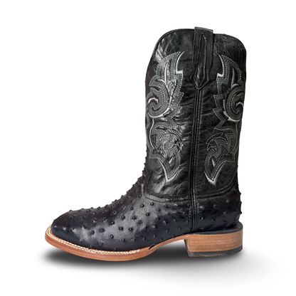 Black Exotic-Print Western Leather Boots