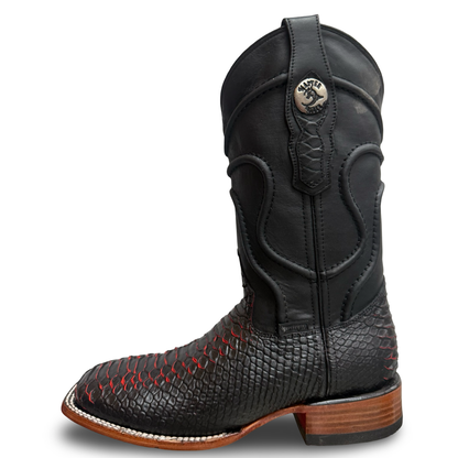 Black Cowboy Boots with Red Scale Detail – Master Rider