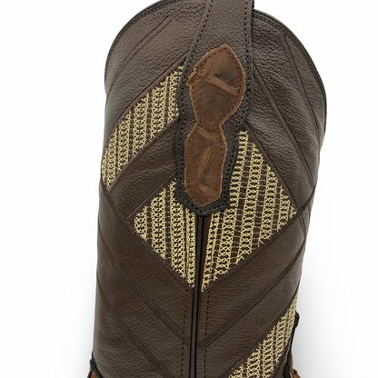 Master Rider Rustic Brown Western Boots Fish Skin Style