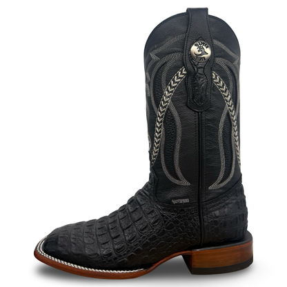Black Croc-Style Western Cowboy Boots