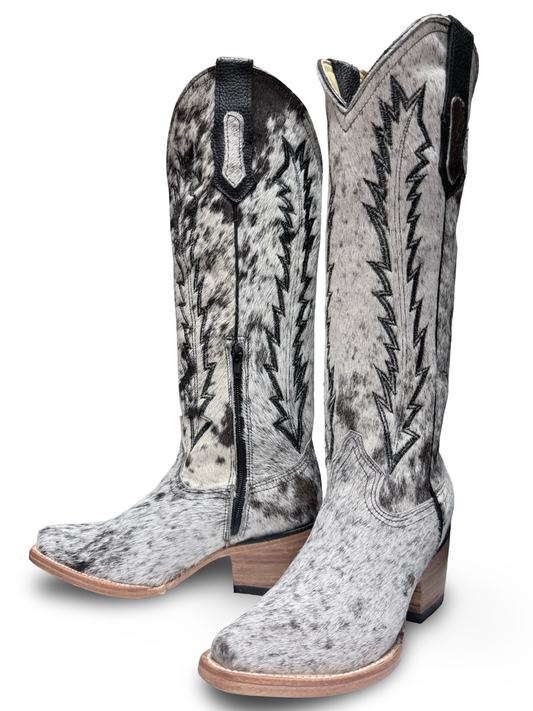 Allison Tall Cowhide Snip Toe Cowgirl Boots