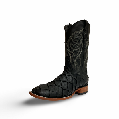 Botas Vaqueras de Piel de Res Imitación Pescado - Color Negro | Horma Bulldog