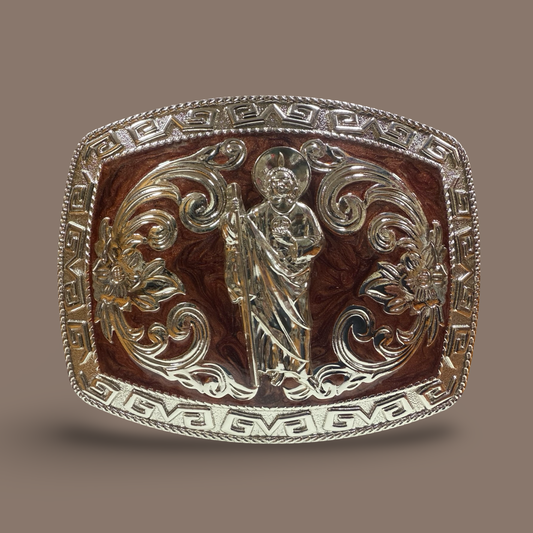 Hebilla Vaquera de San Judas Tadeo Estilo Western