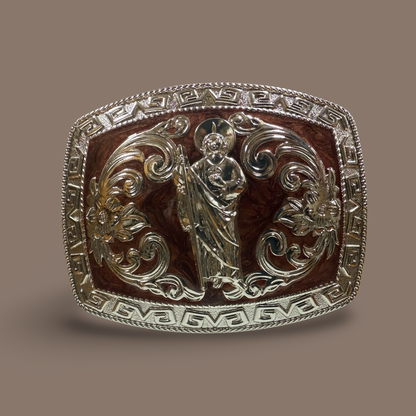 Hebilla Vaquera de San Judas Tadeo Estilo Western