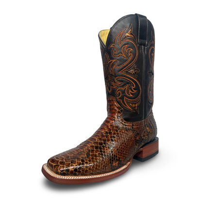 Arango Authentic Python Leather Boots – Cognac Brown