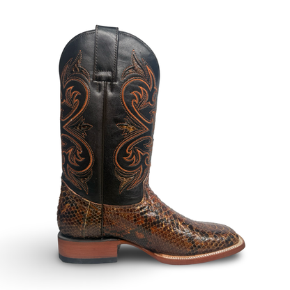 Arango Authentic Python Leather Boots – Cognac Brown