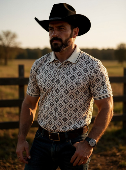 Lamazini Cowboy Archer Tee – White & Red Western Style